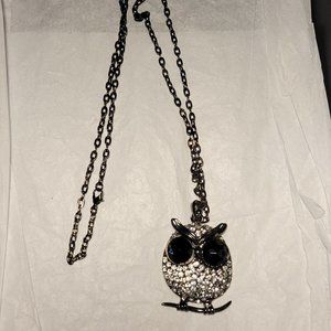 Rhinestone Owl Pendant Necklace